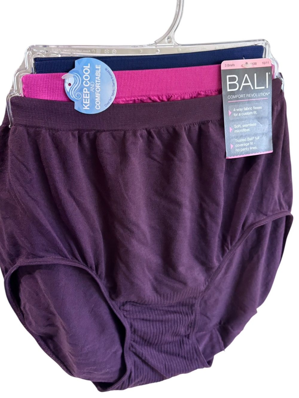 NWT Bali Comfort Revolution 3 Pack Brief Panties 10/11 XL Seamless